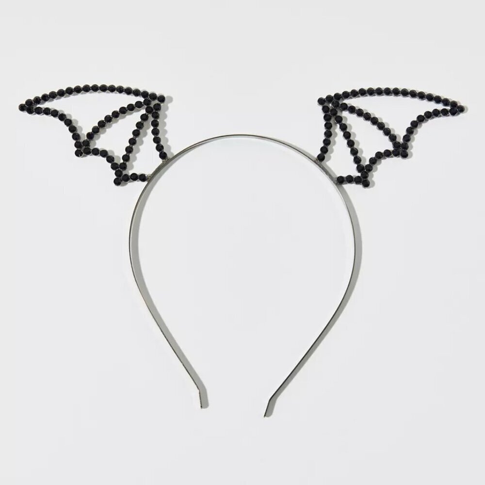NWT Urban Outfitters Rhinestone Bat Wing Black Headband